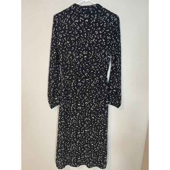 A Pea In The Pod Medium Maternity Floral Maxi Dress Black Button Front Belted - Picture 8 of 8